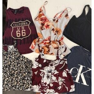 Lot of 6 Womens XS/S‎ Summer Tank Tops See Pics Multi Colors/Styles Halter Crop